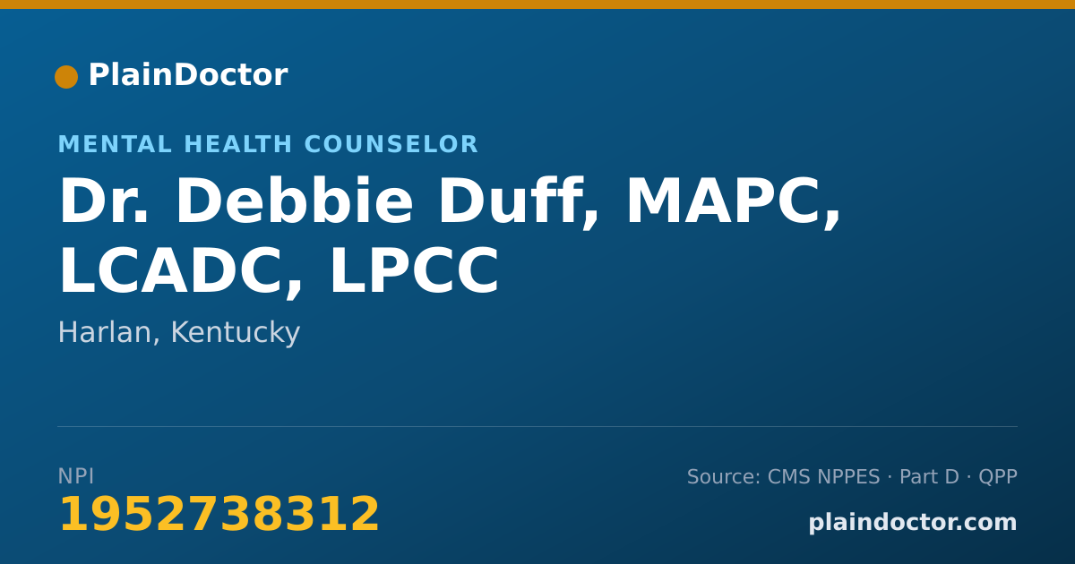 Shareable card for Debbie Duff, MAPC, LCADC, LPCC - Mental Health Counselor, Harlan, KY