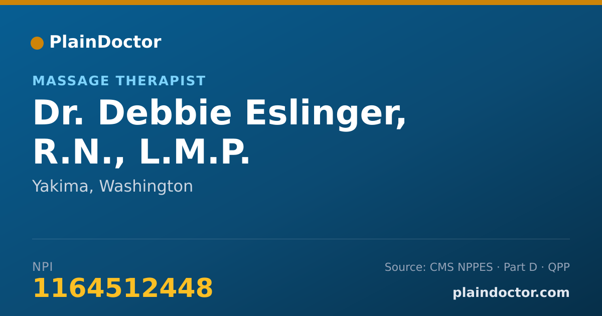 Shareable card for Debbie Eslinger, R.N., L.M.P. - Massage Therapist, Yakima, WA