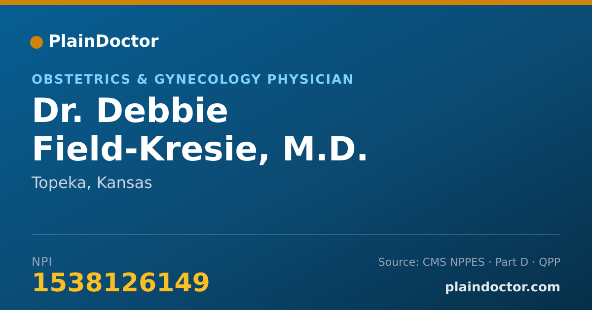 Shareable card for Debbie Field-Kresie, M.D. - Obstetrics & Gynecology Physician, Topeka, KS