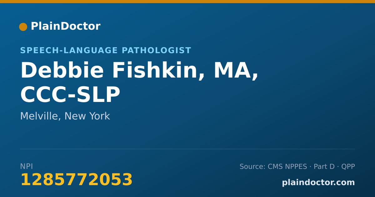 Shareable card for Debbie Fishkin, MA, CCC-SLP - Speech-Language Pathologist, Melville, NY