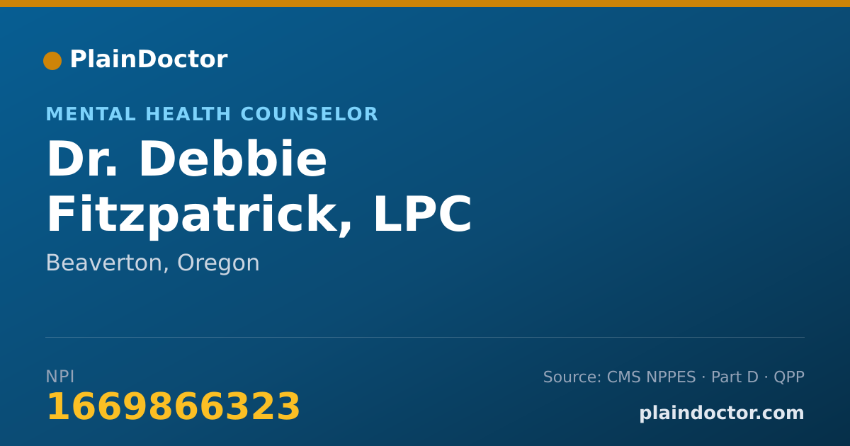 Shareable card for Debbie Fitzpatrick, LPC - Mental Health Counselor, Beaverton, OR