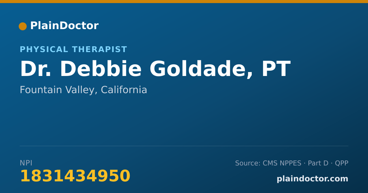 Shareable card for Debbie Goldade, PT - Physical Therapist, Fountain Valley, CA