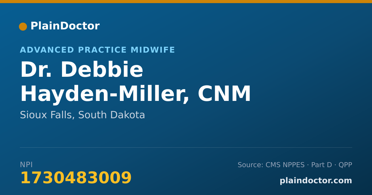 Shareable card for Debbie Hayden-Miller, CNM - Advanced Practice Midwife, Sioux Falls, SD