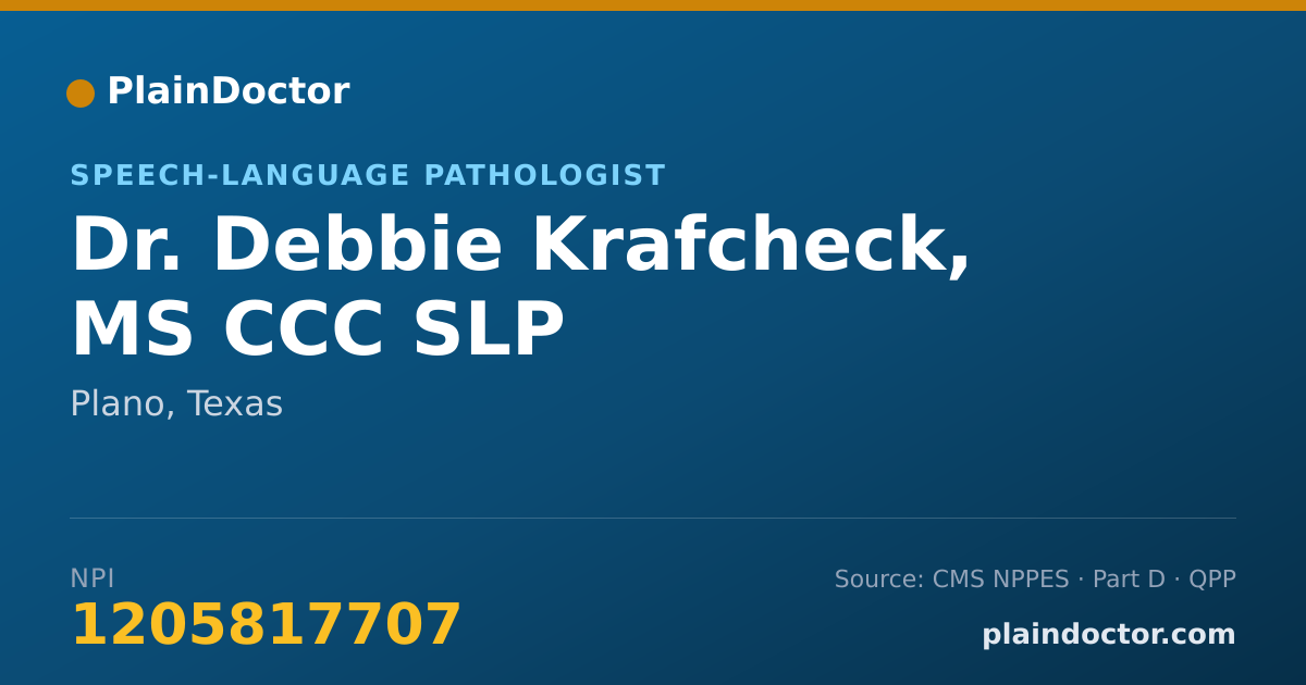 Shareable card for Debbie Krafcheck, MS CCC SLP - Speech-Language Pathologist, Plano, TX
