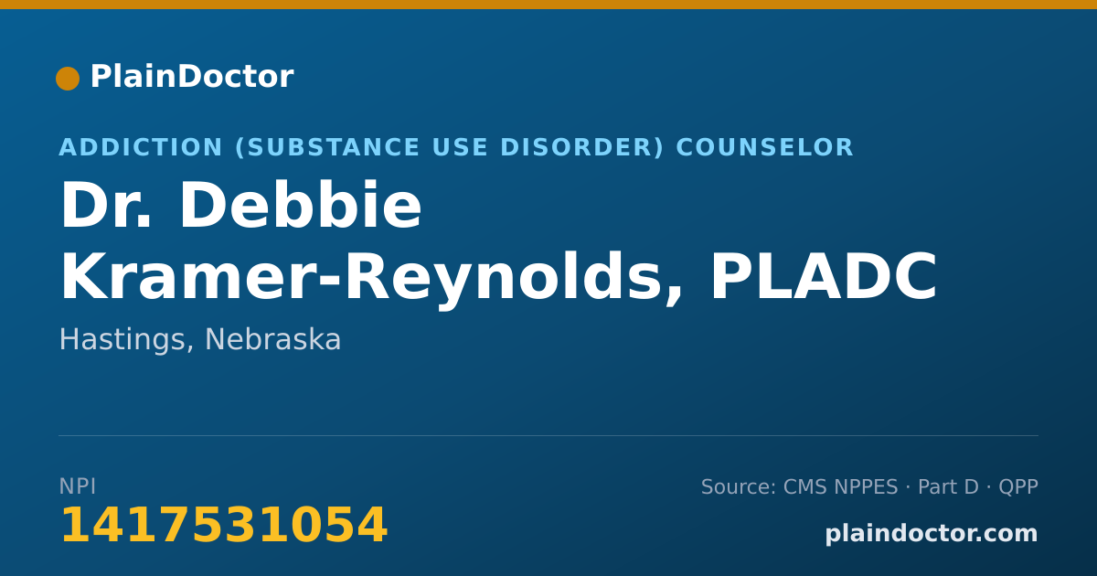 Shareable card for Debbie Kramer-Reynolds, PLADC - Addiction (Substance Use Disorder) Counselor, Hastings, NE
