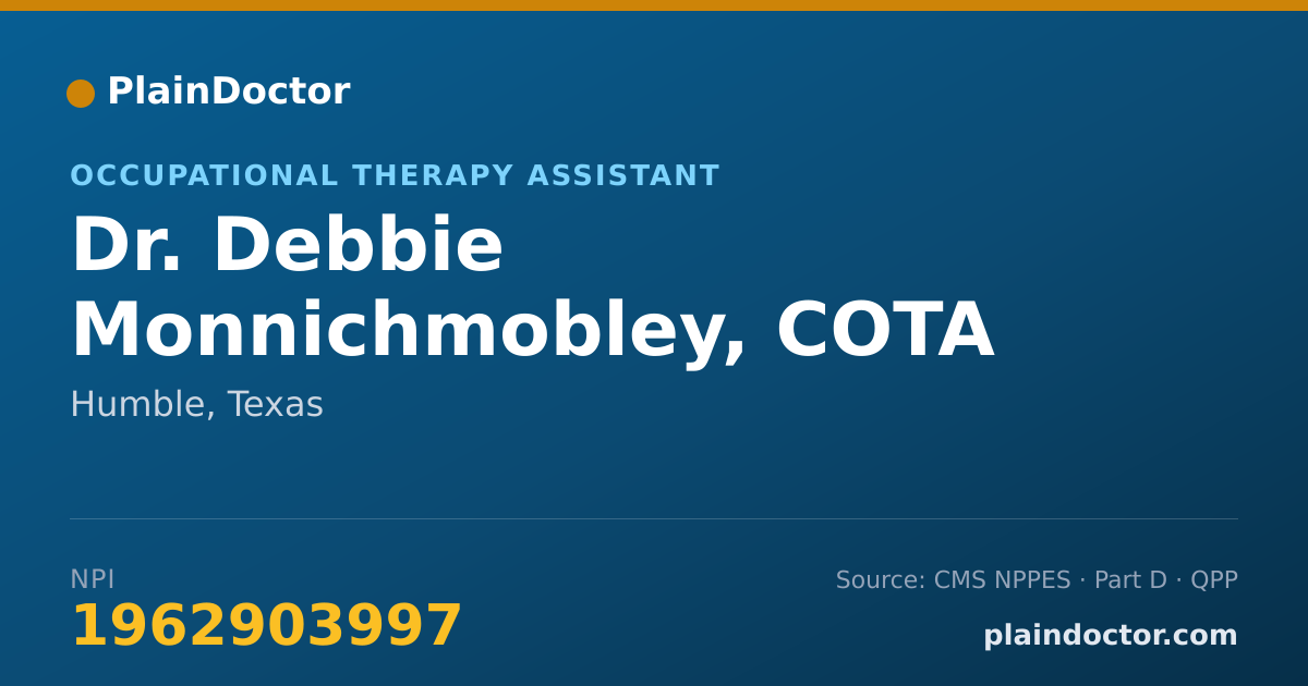 Shareable card for Debbie Monnichmobley, COTA - Occupational Therapy Assistant, Humble, TX