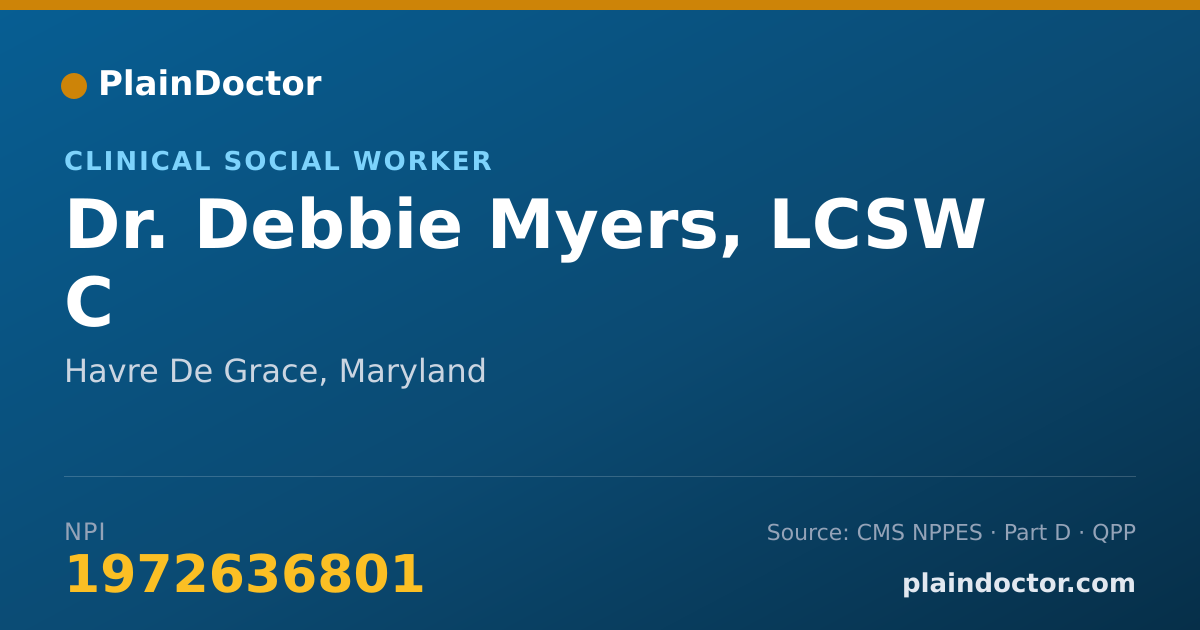 Shareable card for Debbie Myers, LCSW C - Clinical Social Worker, Havre De Grace, MD