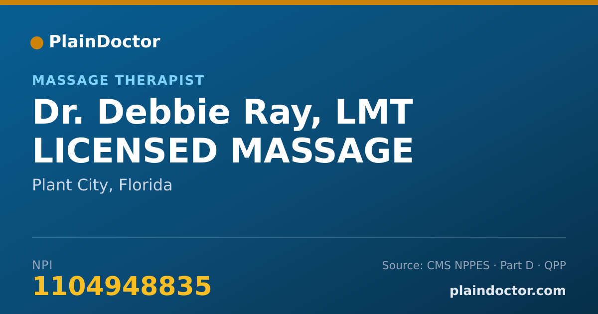 Shareable card for Debbie Ray, LMT LICENSED MASSAGE - Massage Therapist, Plant City, FL