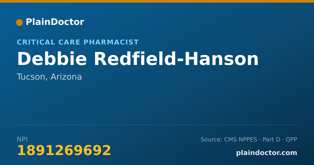 Shareable card for Debbie Redfield-Hanson - Critical Care Pharmacist, Tucson, AZ