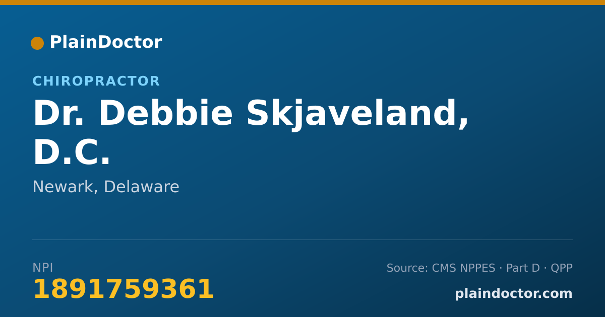 Shareable card for Debbie Skjaveland, D.C. - Chiropractor, Newark, DE