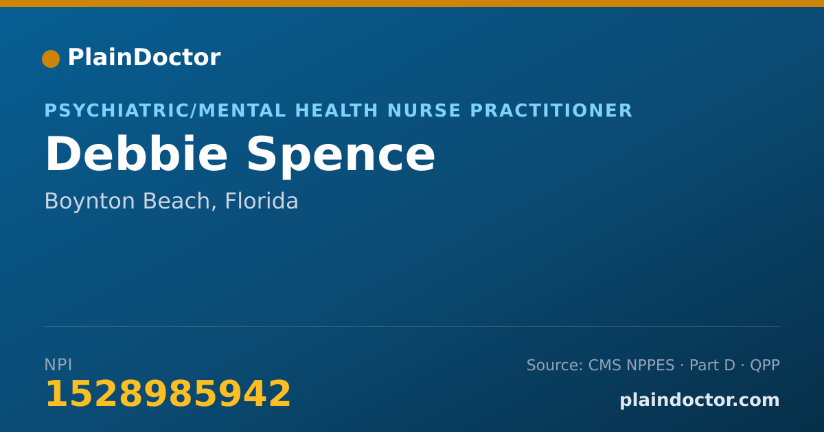 Shareable card for Debbie Spence - Psychiatric/Mental Health Nurse Practitioner, Boynton Beach, FL