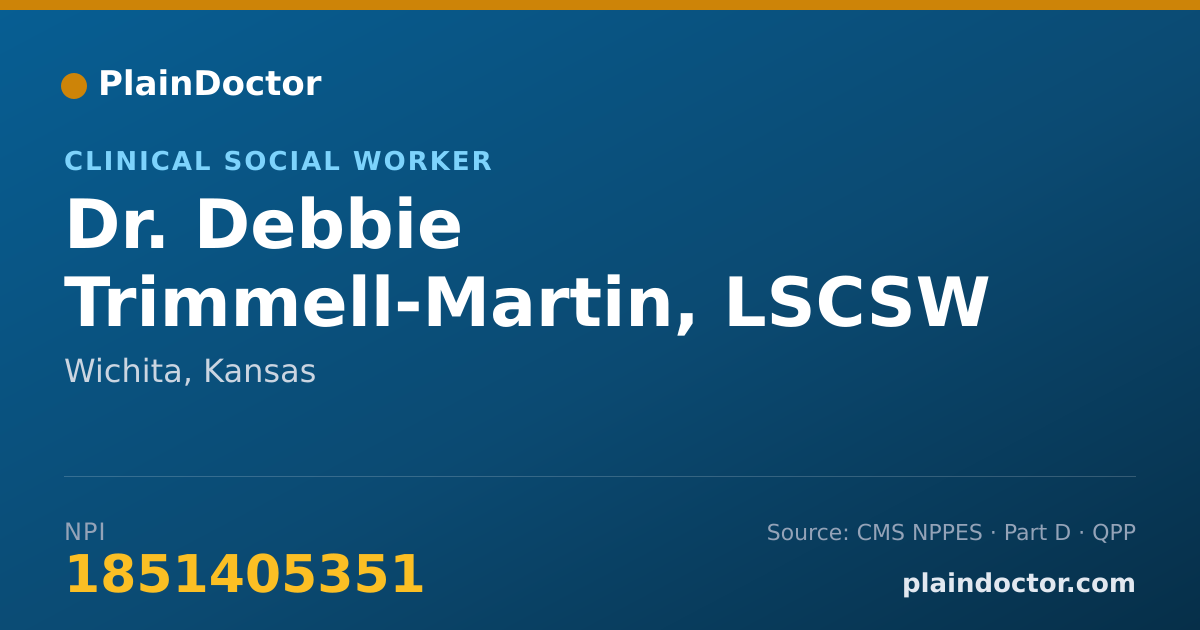 Shareable card for Debbie Trimmell-Martin, LSCSW - Clinical Social Worker, Wichita, KS