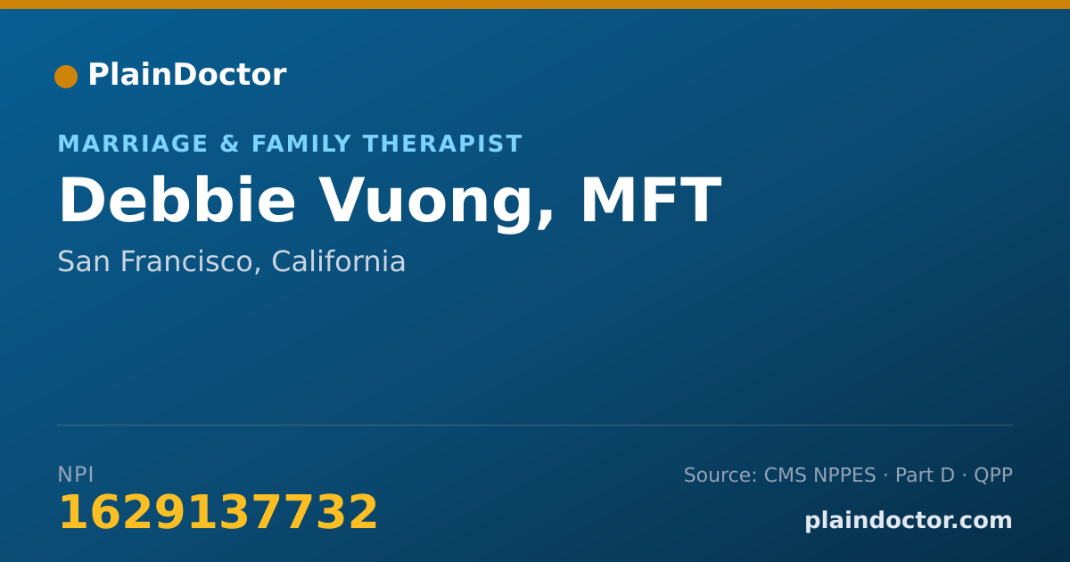 Shareable card for Debbie Vuong, MFT - Marriage & Family Therapist, San Francisco, CA