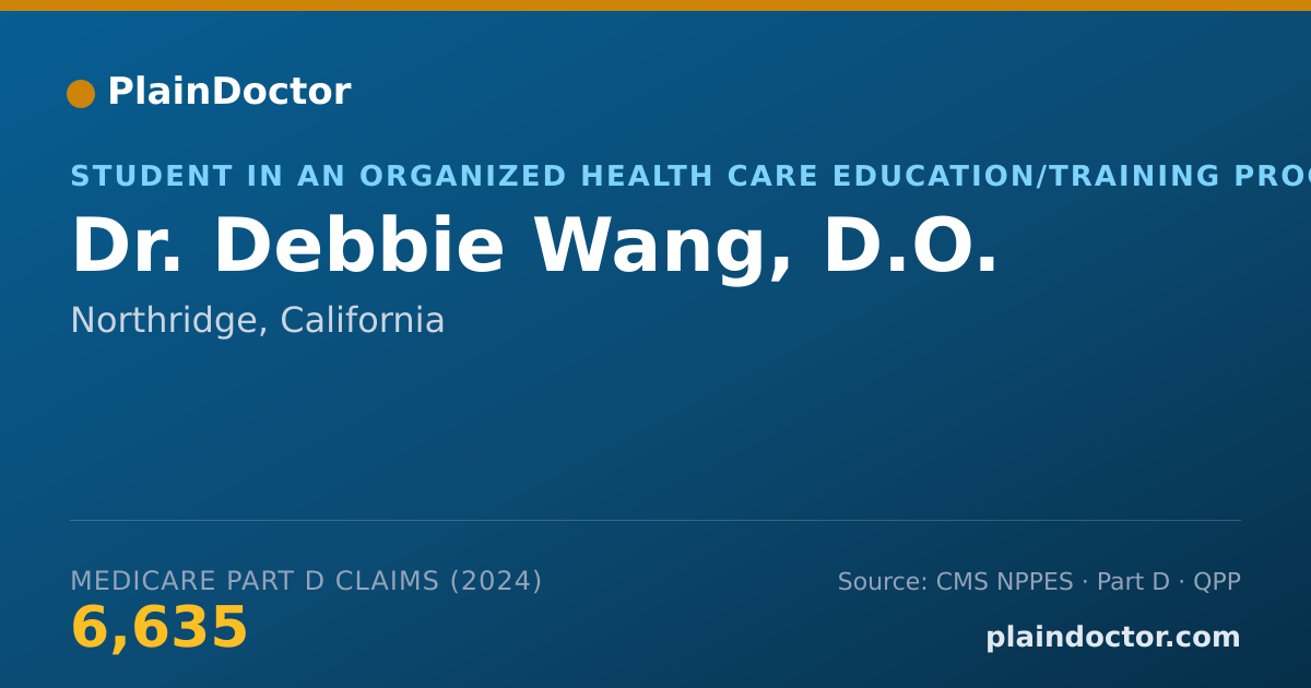 Shareable card for Debbie Wang, D.O. - Student in an Organized Health Care Education/Training Program, Northridge, CA