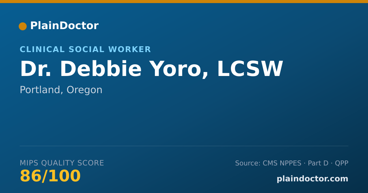 Shareable card for Debbie Yoro, LCSW - Clinical Social Worker, Portland, OR