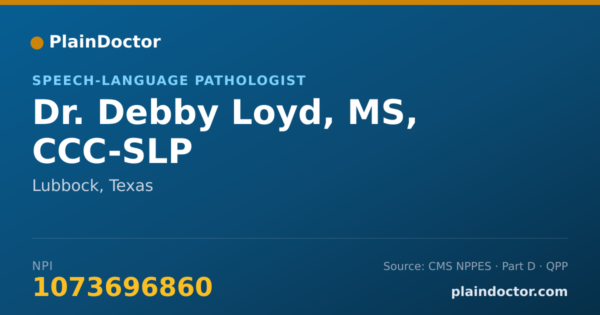 Shareable card for Debby Loyd, MS, CCC-SLP - Speech-Language Pathologist, Lubbock, TX