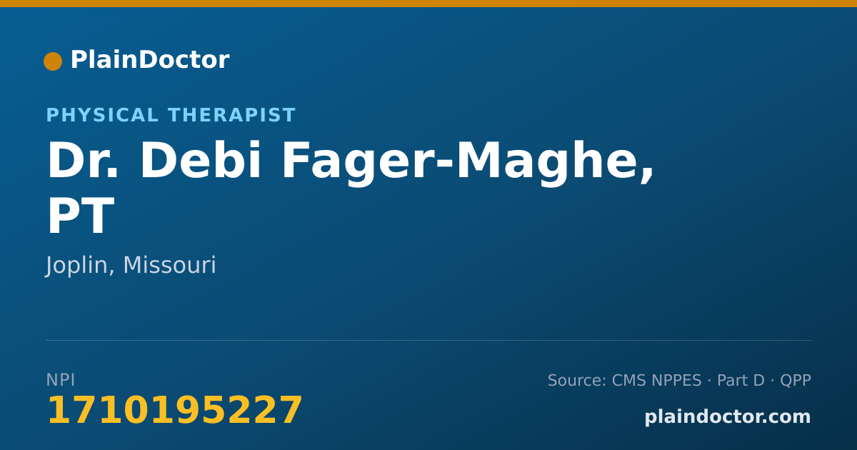 Shareable card for Debi Fager-Maghe, PT - Physical Therapist, Joplin, MO