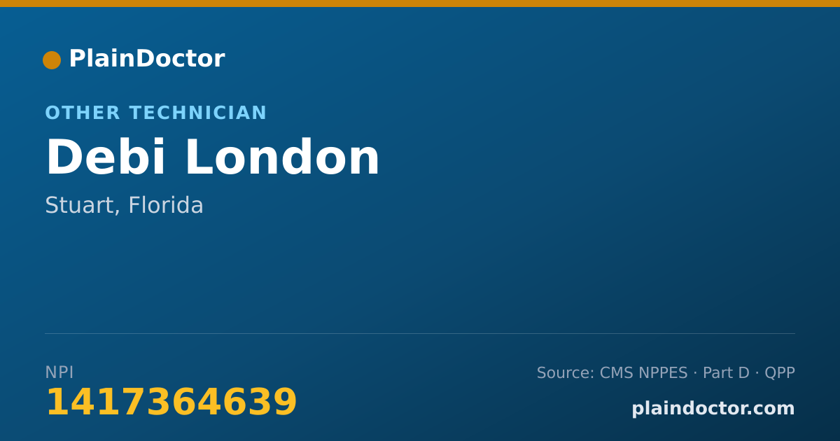 Shareable card for Debi London - Other Technician, Stuart, FL
