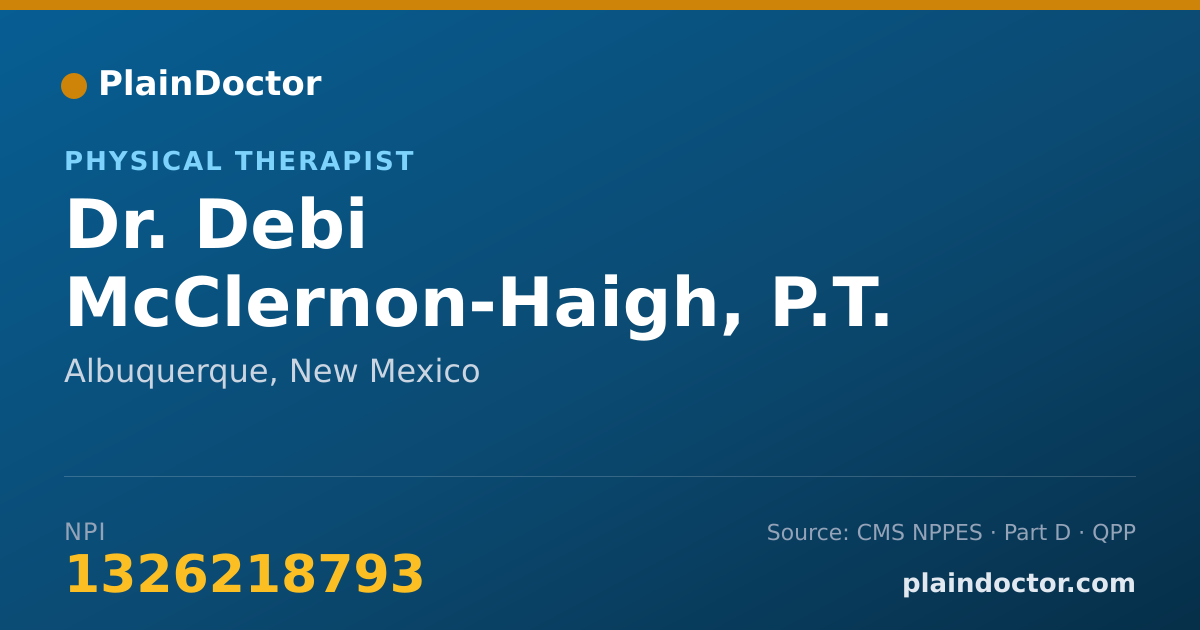 Shareable card for Debi McClernon-Haigh, P.T. - Physical Therapist, Albuquerque, NM