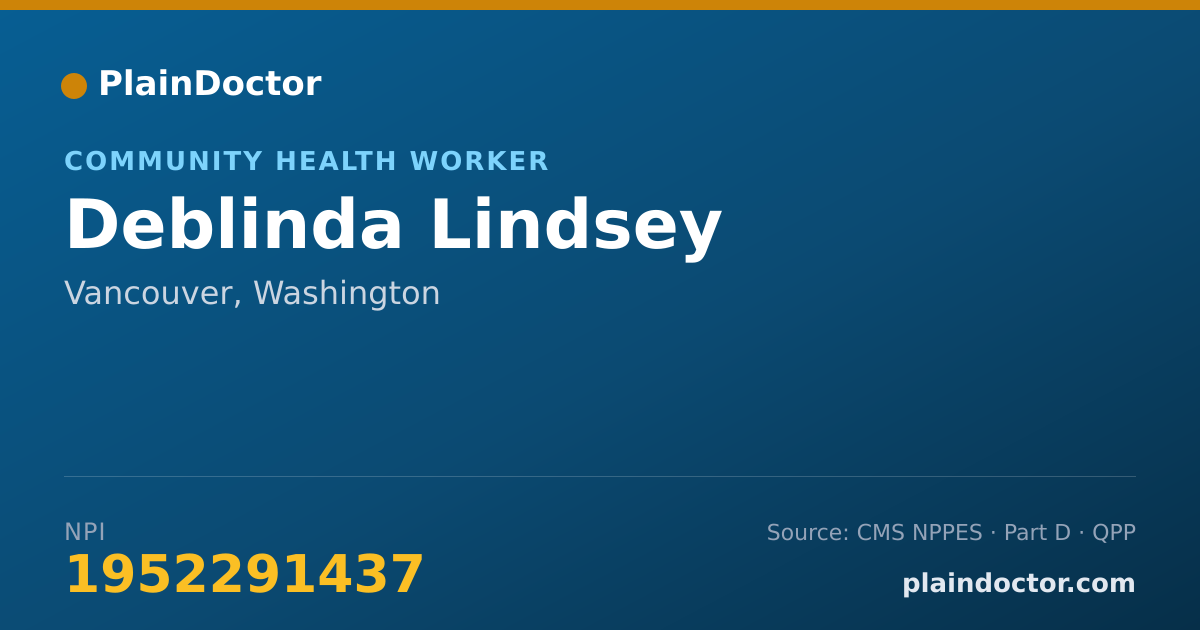 Shareable card for Deblinda Lindsey - Community Health Worker, Vancouver, WA