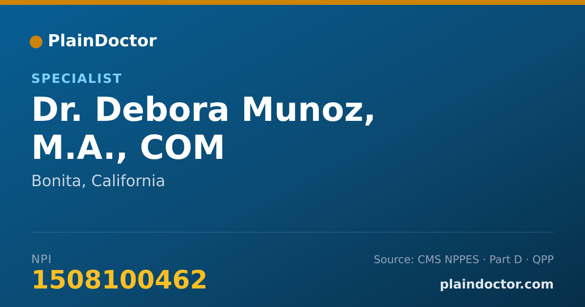 Shareable card for Debora Munoz, M.A., COM - Specialist, Bonita, CA