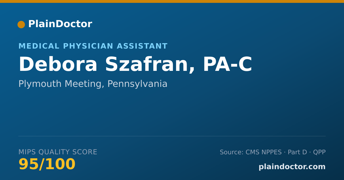 Shareable card for Debora Szafran, PA-C - Medical Physician Assistant, Plymouth Meeting, PA