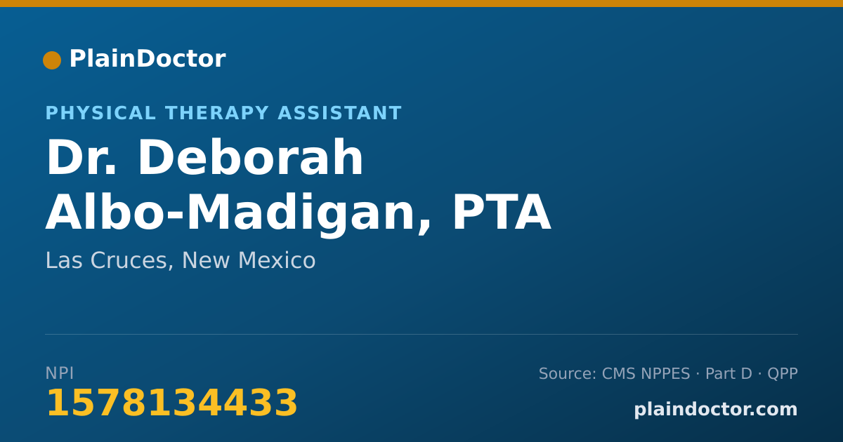 Shareable card for Deborah Albo-Madigan, PTA - Physical Therapy Assistant, Las Cruces, NM