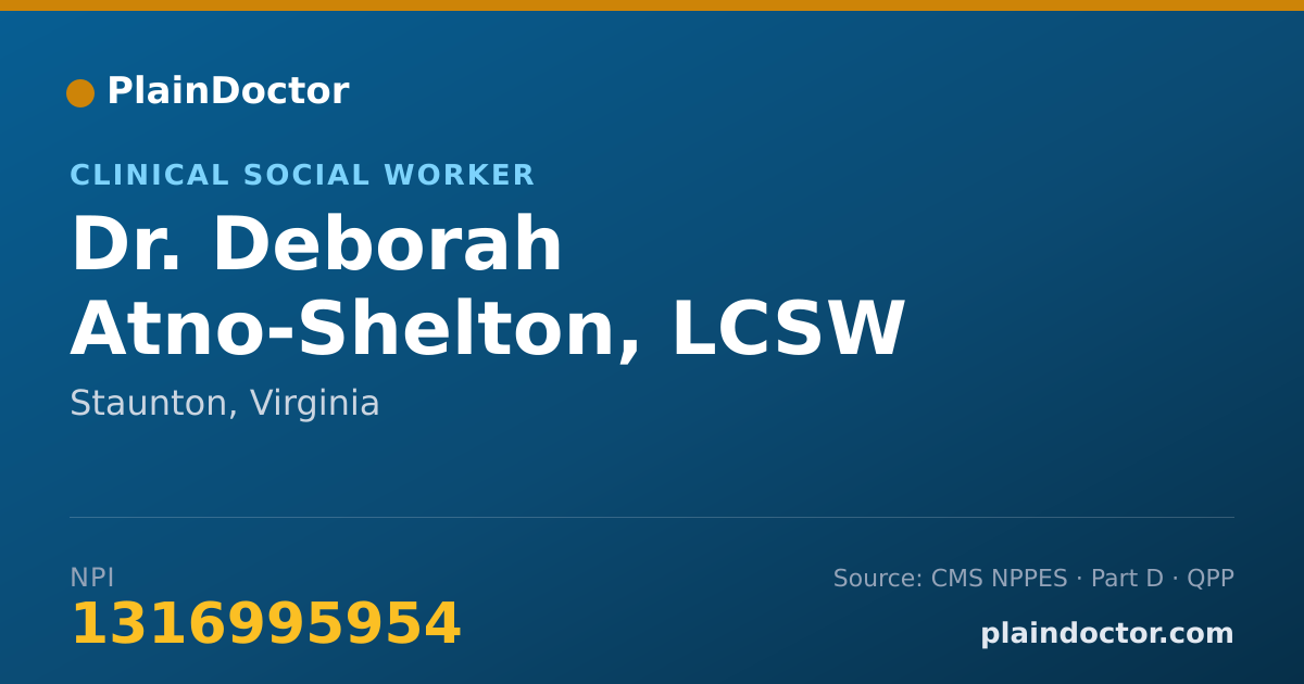 Shareable card for Deborah Atno-Shelton, LCSW - Clinical Social Worker, Staunton, VA