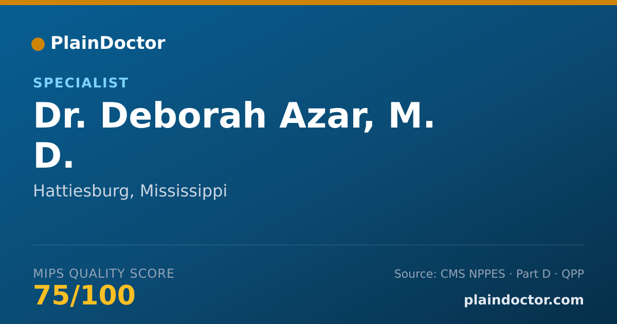 Shareable card for Deborah Azar, M. D. - Specialist, Hattiesburg, MS