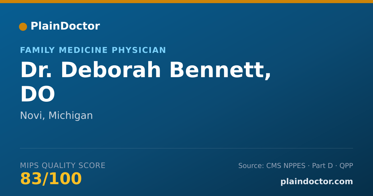 Shareable card for Deborah Bennett, DO - Family Medicine Physician, Novi, MI