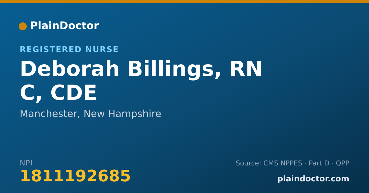 Shareable card for Deborah Billings, RN C, CDE - Registered Nurse, Manchester, NH