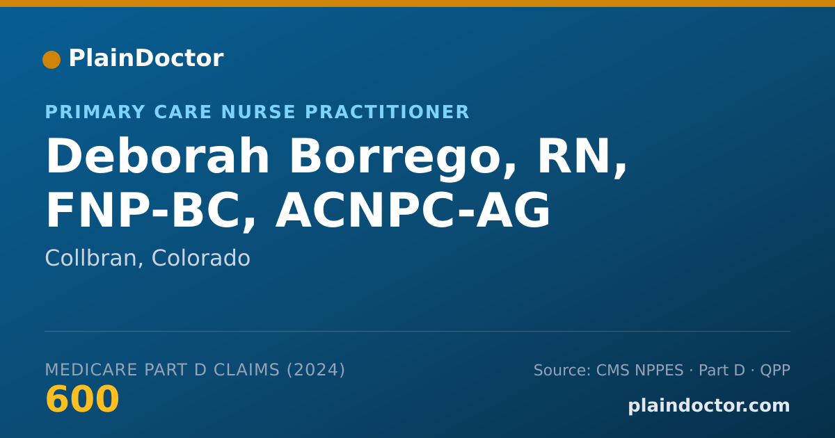 Shareable card for Deborah Borrego, RN, FNP-BC, ACNPC-AG - Emergency Medicine Physician, Collbran, CO