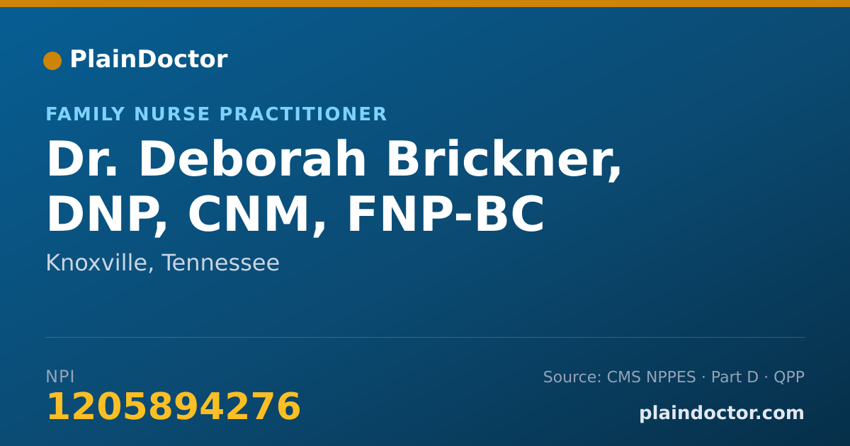 Shareable card for Deborah Brickner, DNP, CNM, FNP-BC - Family Nurse Practitioner, Knoxville, TN