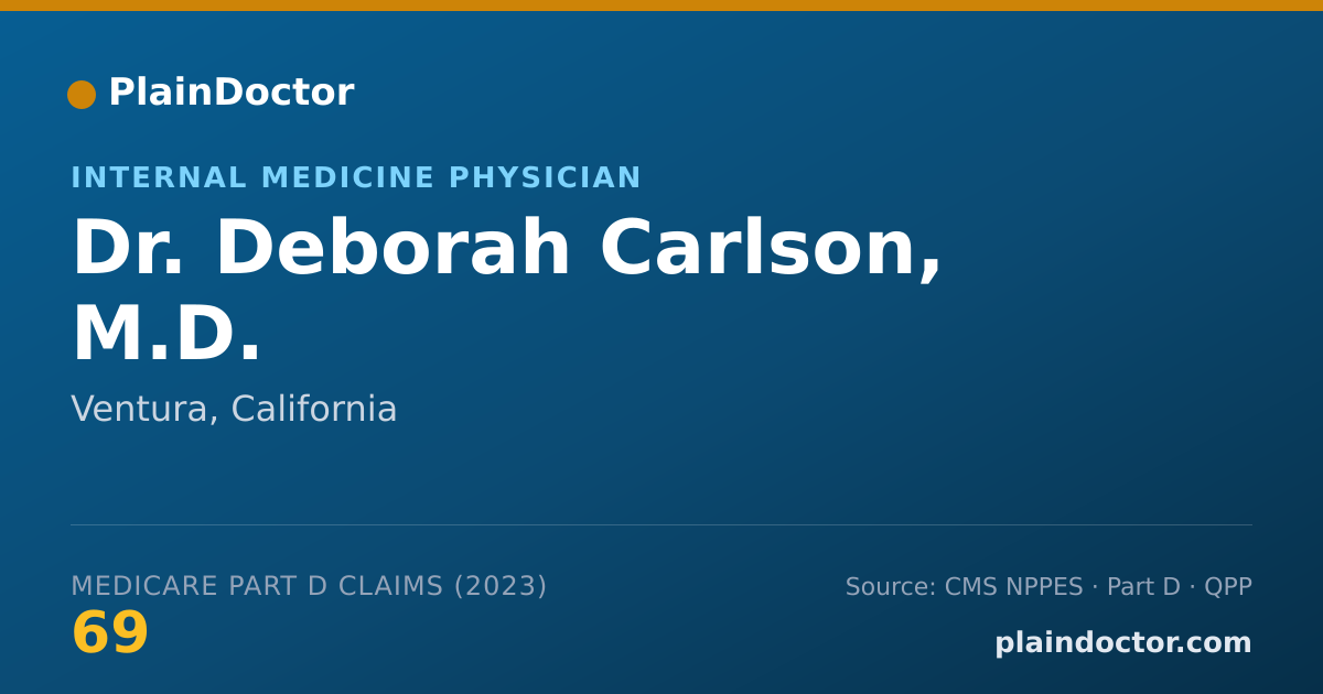 Shareable card for Deborah Carlson, M.D. - Internal Medicine Physician, Ventura, CA