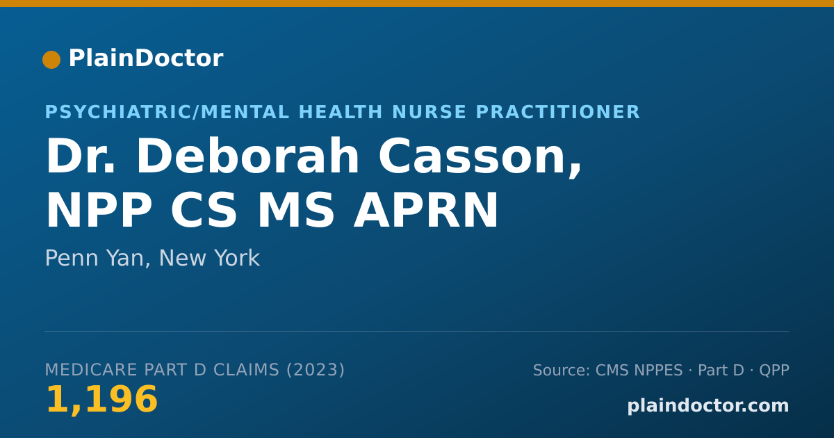 Shareable card for Deborah Casson, NPP CS MS APRN - Psychiatric/Mental Health Nurse Practitioner, Penn Yan, NY