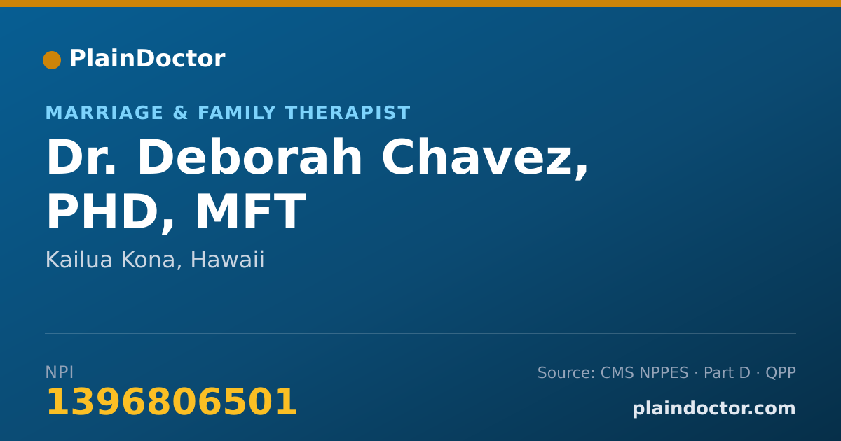 Shareable card for Deborah Chavez, PHD, MFT - Marriage & Family Therapist, Kailua Kona, HI