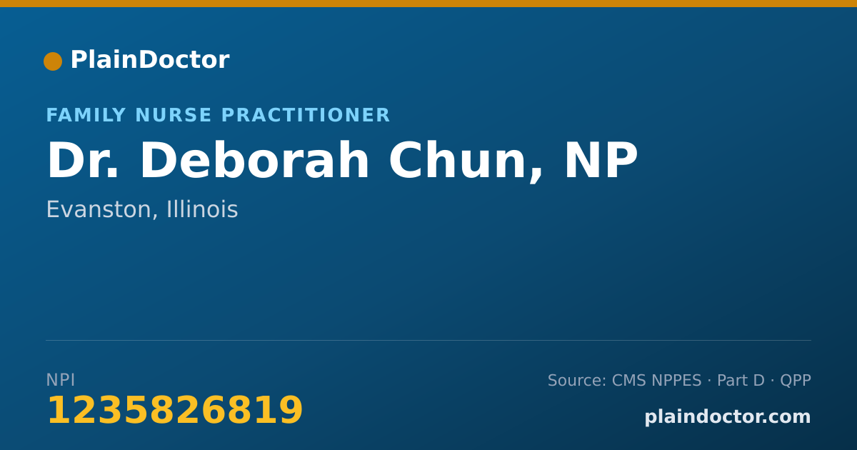 Shareable card for Deborah Chun, NP - Family Nurse Practitioner, Evanston, IL
