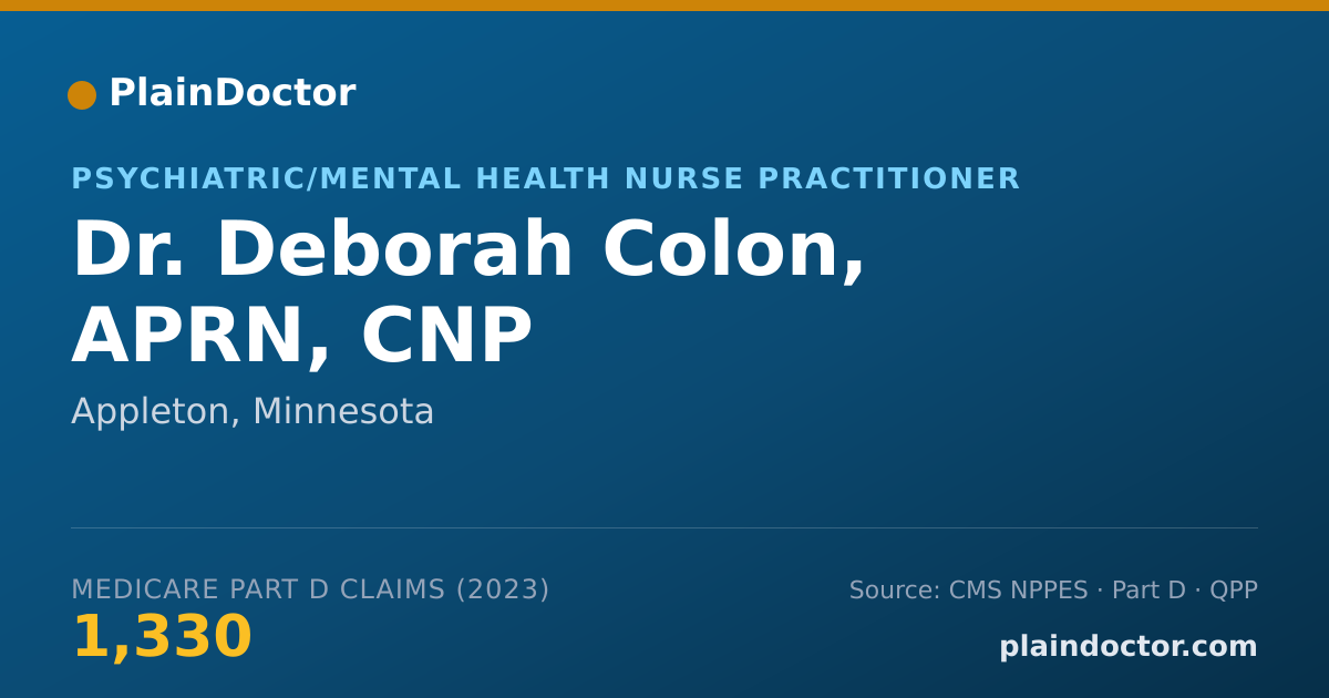 Shareable card for Deborah Colon, APRN, CNP - Psychiatric/Mental Health Nurse Practitioner, Appleton, MN
