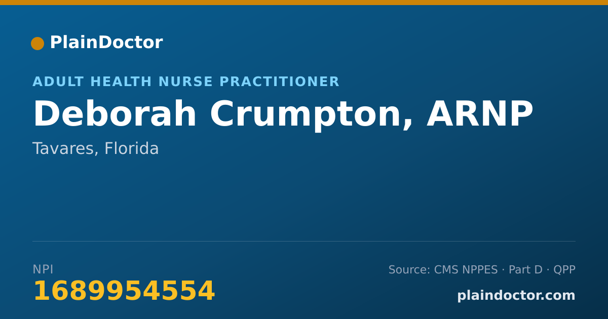 Shareable card for Deborah Crumpton, ARNP - Adult Health Nurse Practitioner, Tavares, FL