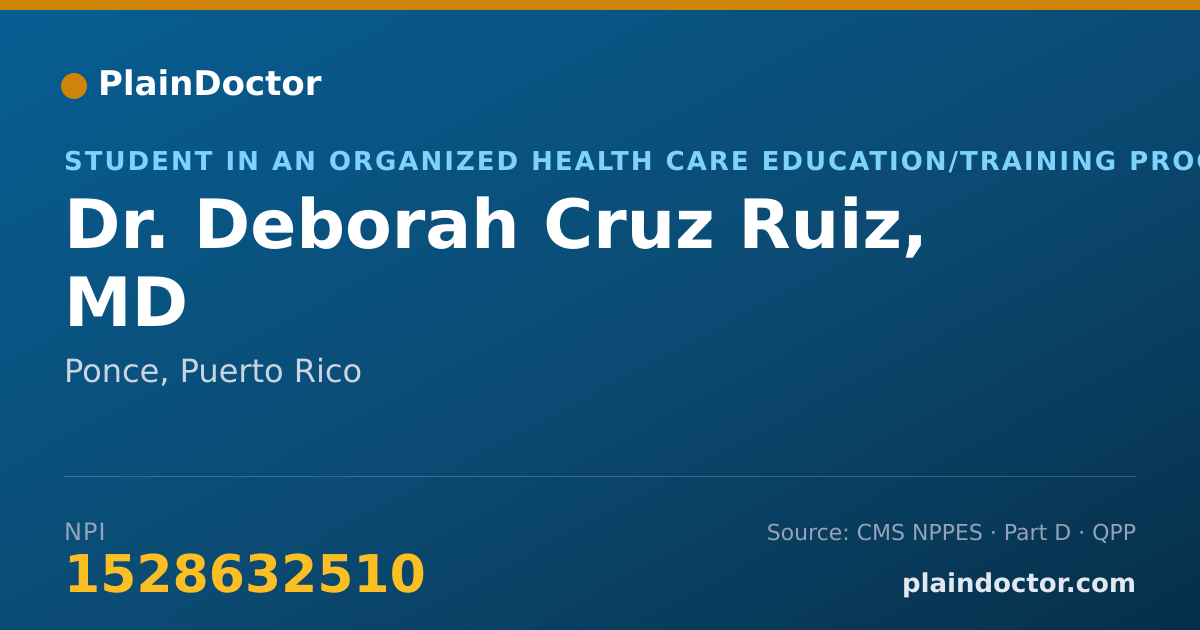 Shareable card for Deborah Cruz Ruiz, MD - Student in an Organized Health Care Education/Training Program, Ponce, PR