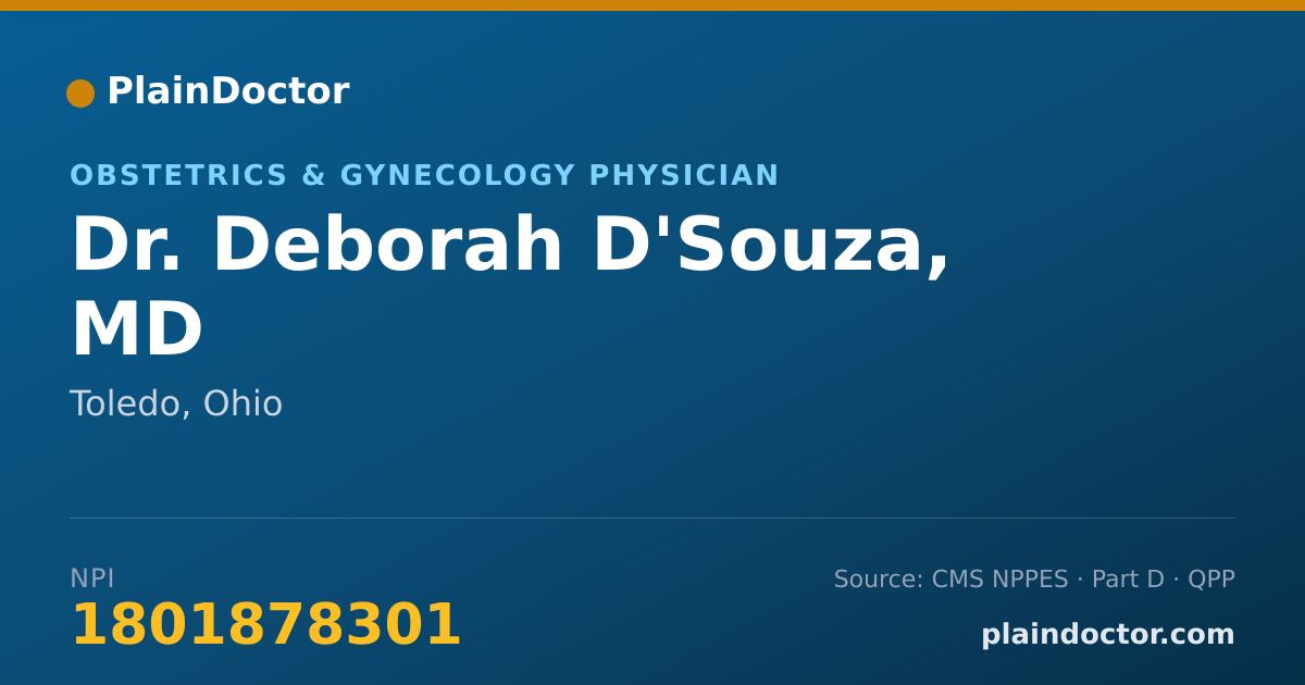 Shareable card for Deborah D'Souza, MD - Obstetrics & Gynecology Physician, Toledo, OH