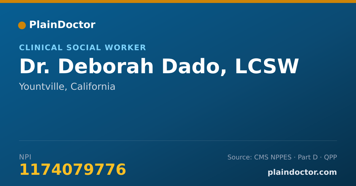 Shareable card for Deborah Dado, LCSW - Clinical Social Worker, Yountville, CA