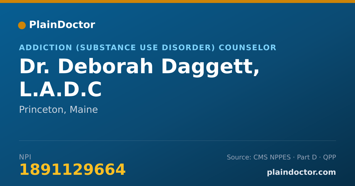 Shareable card for Deborah Daggett, L.A.D.C - Addiction (Substance Use Disorder) Counselor, Princeton, ME