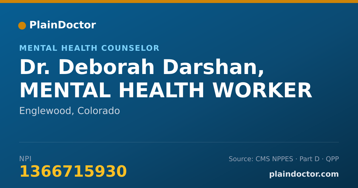 Shareable card for Deborah Darshan, MENTAL HEALTH WORKER - Mental Health Counselor, Englewood, CO