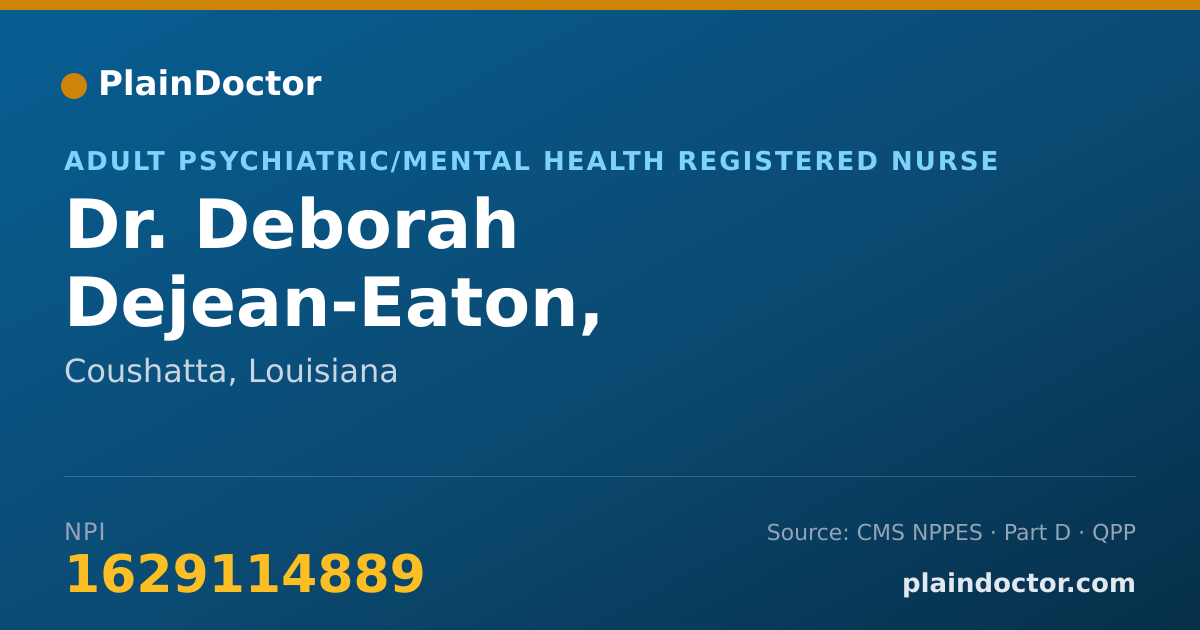 Shareable card for Deborah Dejean-Eaton, REGISTERED NURSE - Adult Psychiatric/Mental Health Registered Nurse, Coushatta, LA