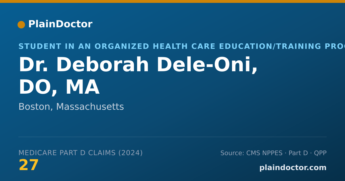 Shareable card for Deborah Dele-Oni, DO, MA - Student in an Organized Health Care Education/Training Program, Boston, MA