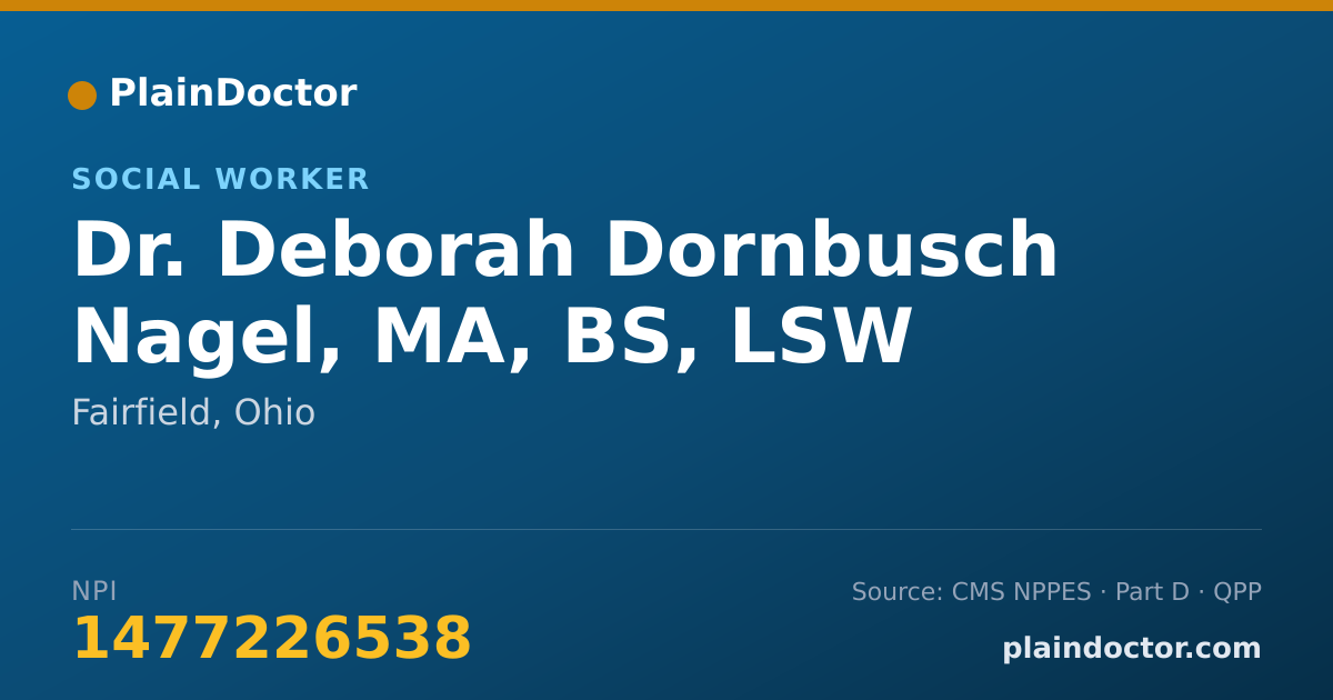 Shareable card for Deborah Dornbusch Nagel, MA, BS, LSW - Social Worker, Fairfield, OH