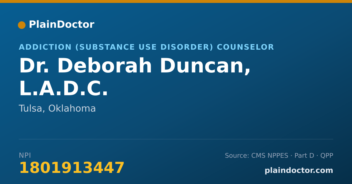 Shareable card for Deborah Duncan, L.A.D.C. - Addiction (Substance Use Disorder) Counselor, Tulsa, OK