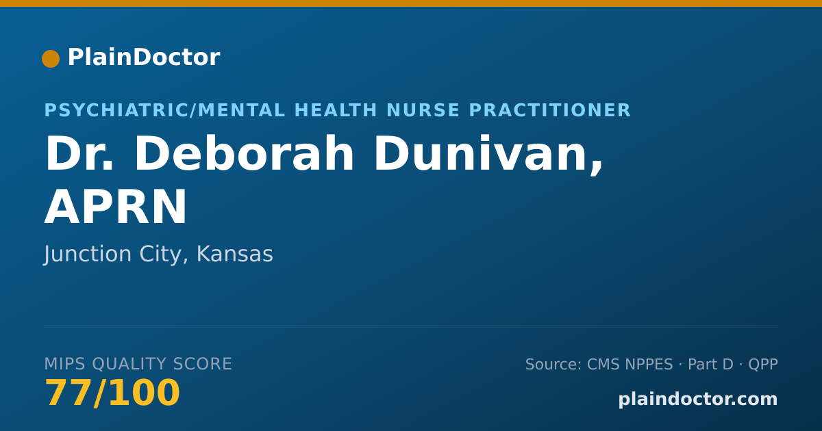 Shareable card for Deborah Dunivan, APRN - Psychiatric/Mental Health Nurse Practitioner, Junction City, KS