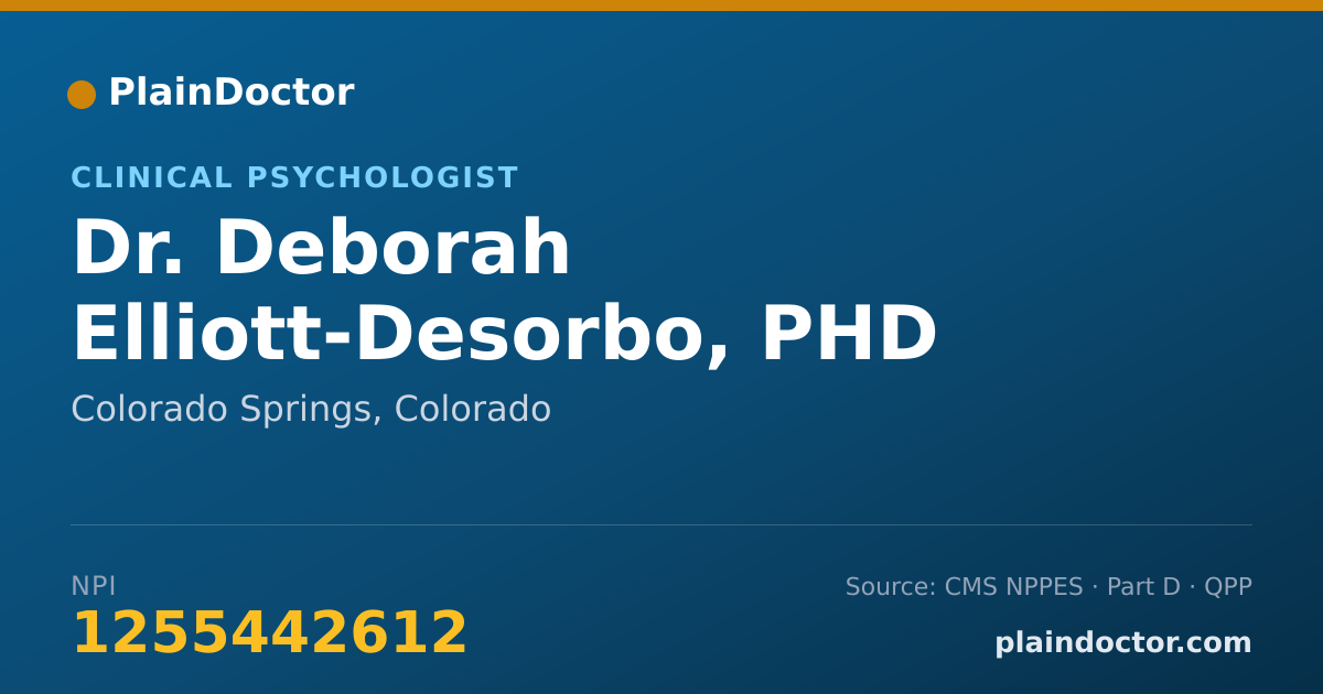 Shareable card for Deborah Elliott-Desorbo, PHD - Clinical Psychologist, Colorado Springs, CO
